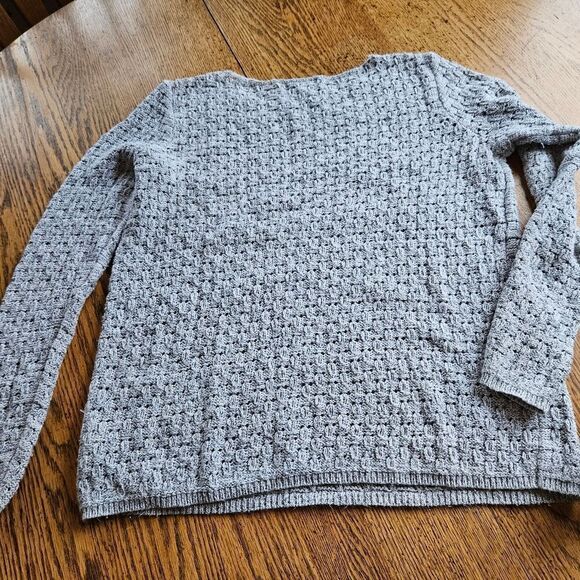 Liz Claiborne Medium Pastel Gray Textured Lightweight Long Sleeve Knit Sweater - Picture 6 of 9
